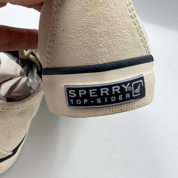 Sperry Sneakers Lace Up Shoes Cream Tan Loafer Boat Shoes Women's 7.5 M - Picture 3 of 9